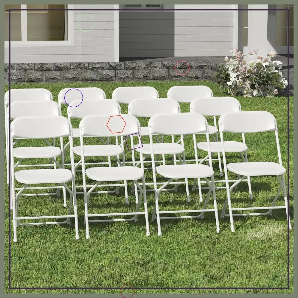 12 Pack White Folding Chairs, Indoor Outdoor Events