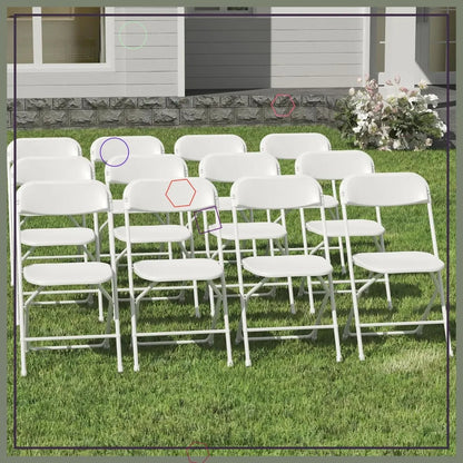 12 Pack White Folding Chairs, Indoor Outdoor Events