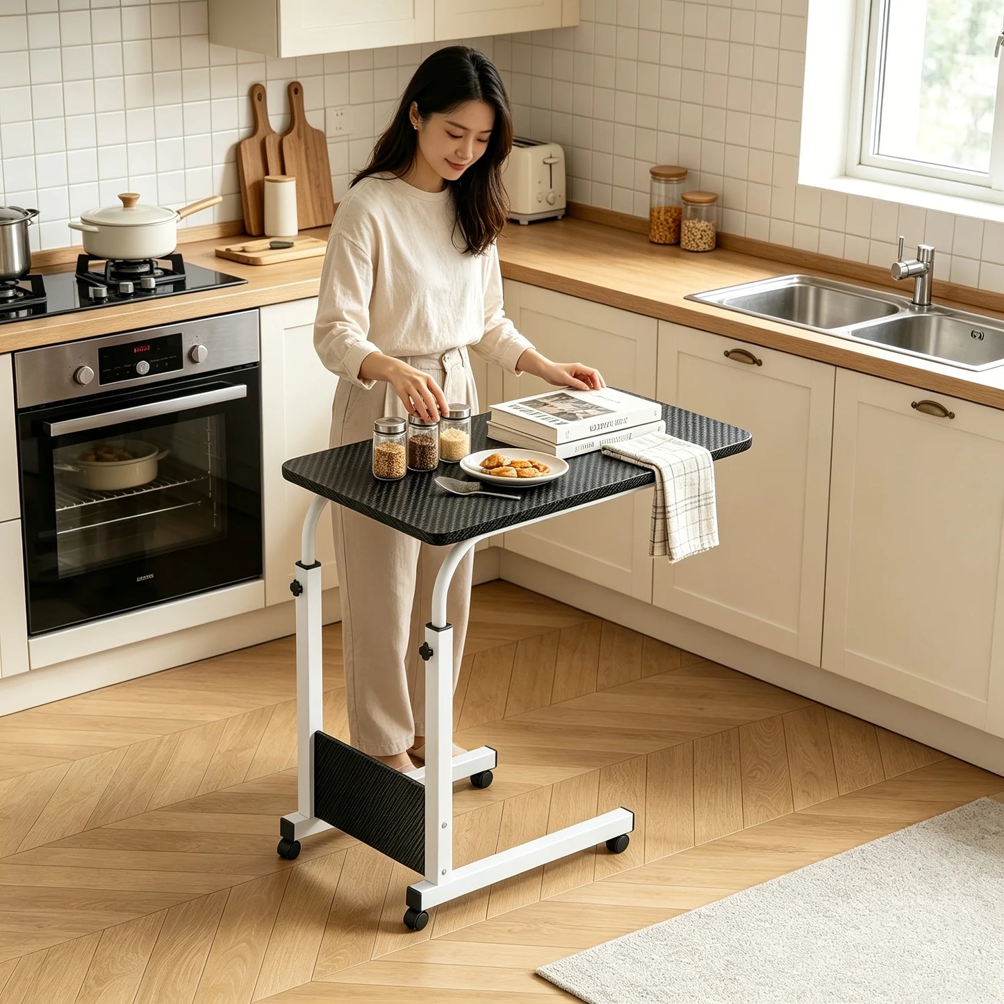 Portable Height Adjustable Rolling Laptop Cart