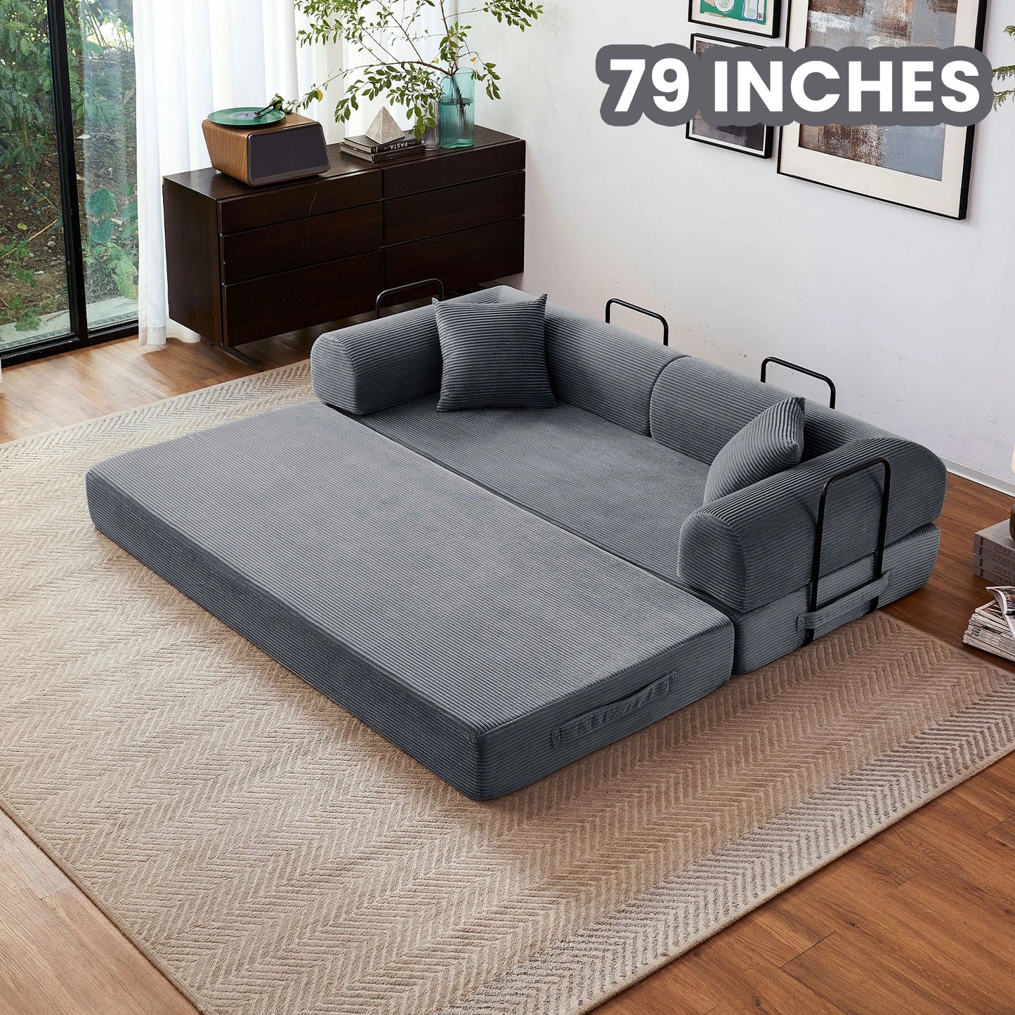 79'' Boneless Couch Foldable Convertible Futon