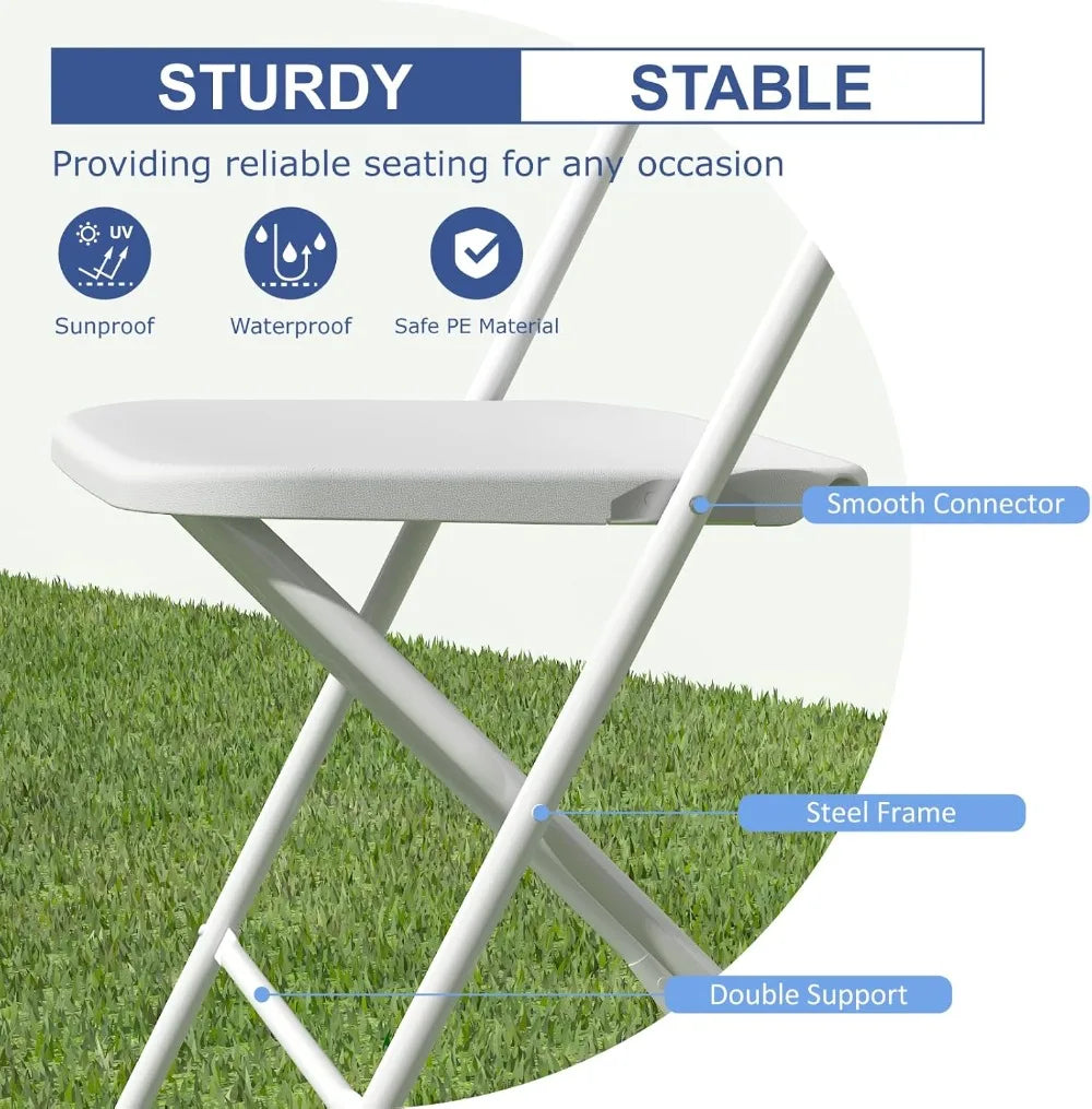 12 Pack White Folding Chairs, Indoor Outdoor Events