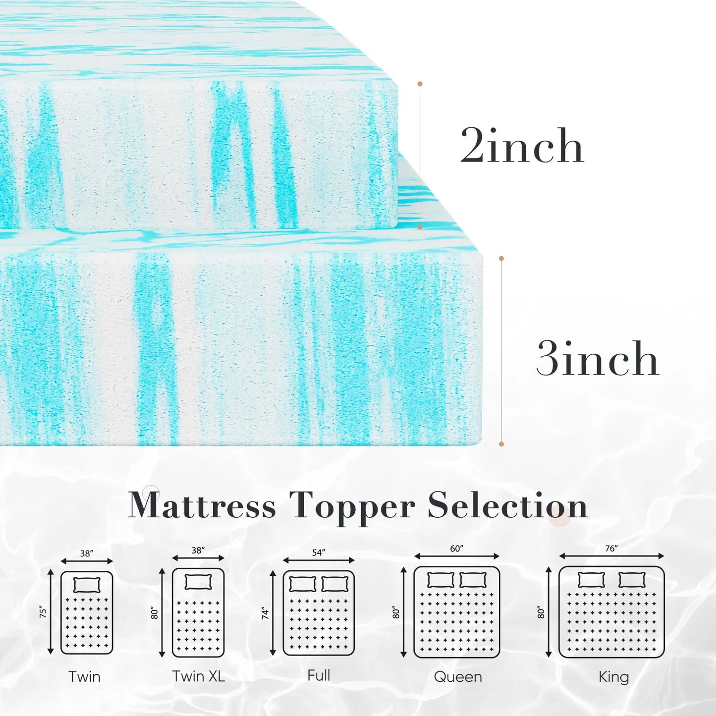 JHK 2-3 Inch Memory Foam Mattress
