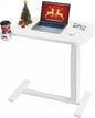 Height-Adjustable Rolling Computer Cart with Cup Holder,